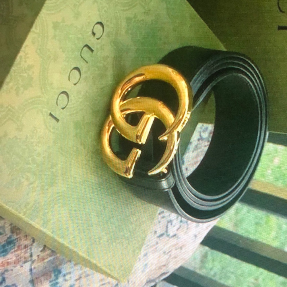 Authentic GG Thin Leather Double G Belt